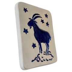 Retro Zodiac Capricon Ceramic Wall Plaque by Vallis for Gabriel Sweden