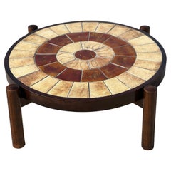 Antique Zodiac Ceramic Coffee Table in the Style of Roger Capron, 1960
