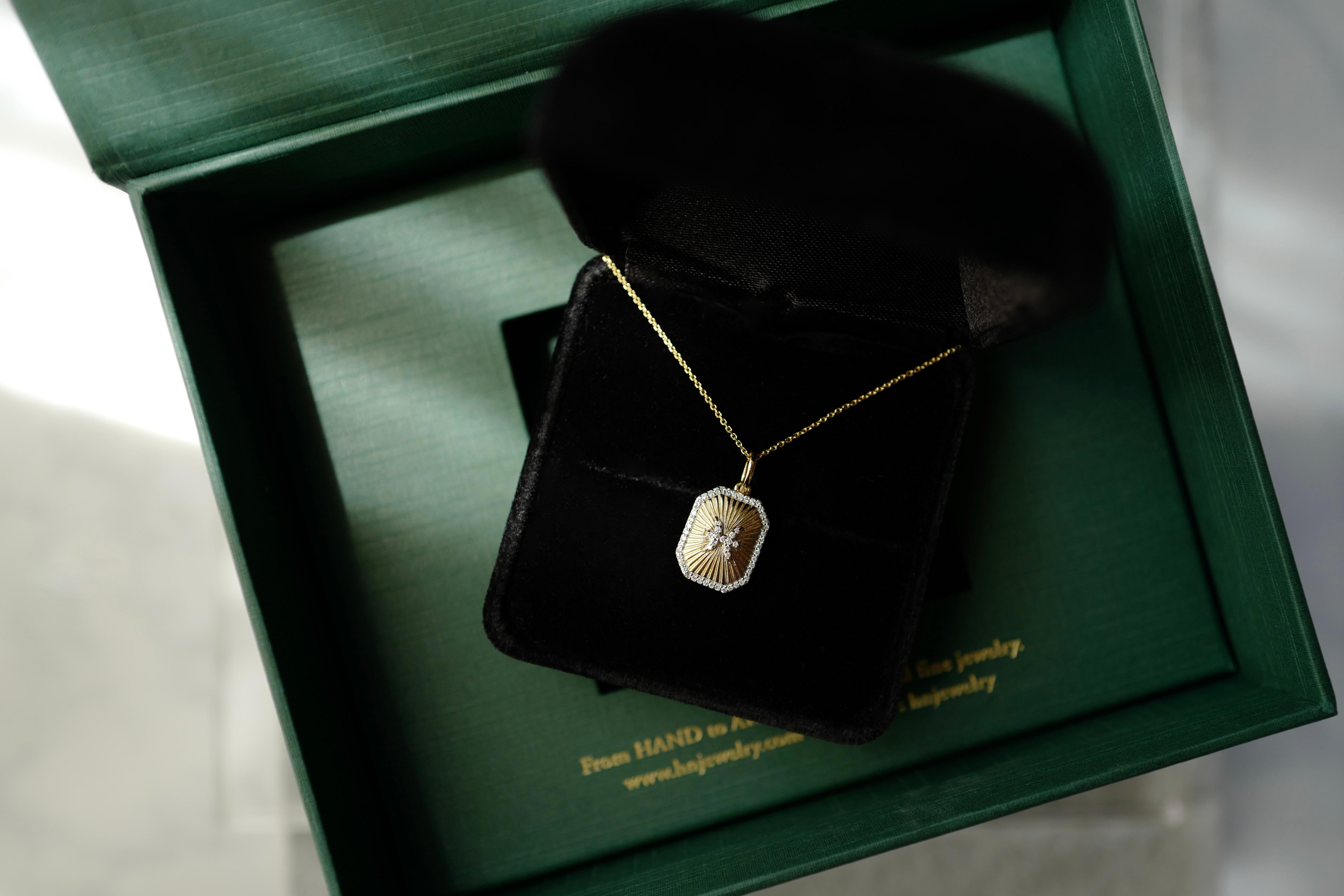 Zodiac Charm Diamant-Halskette, Sternzeichen Horoskop 18K Gelbgold im Angebot 4