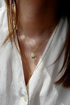 Zodiac Charm Diamond Necklace, Star Signs Horoscope 18K Yellow Gold
