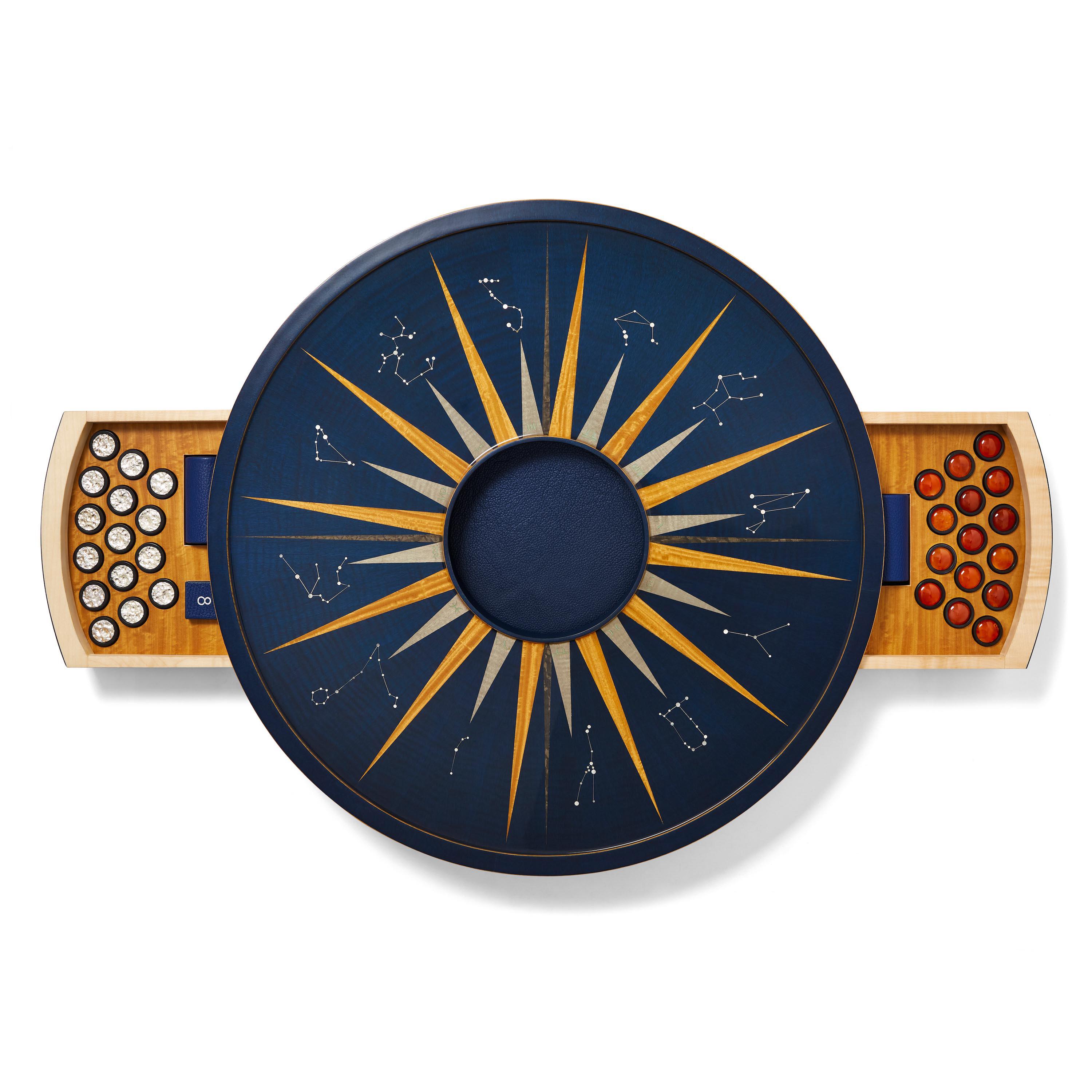 British Zodiac Circular Backgammon Set by Alexandra Llewellyn For Sale