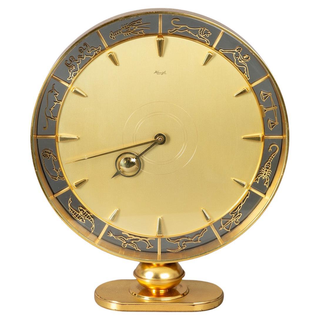 Zodiac Desk or Table Clock by Heinrich Möller for Kinzle For Sale