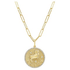 Zodiac Diamond Necklace 14K Yellow Gold 1/5 CT TDW Gifts for Her, Aries