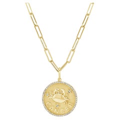 Zodiac Diamond Necklace 14K Yellow Gold 1/5 CT TDW Gifts for Her, CANCER