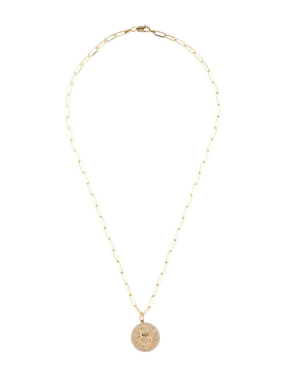 Express your mystical soul by wearing your Zodiac sign! These beautiful Zodiac Necklaces are crafted of 14K Yellow Gold and features approximately 0.21 carats (depends on zodiac) of natural round white Diamonds and hangs on an 14K Yellow Gold 18