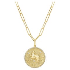 Zodiac Diamond Necklace 14K Yellow Gold 1/5 CT TDW Gifts for Her, Capricorn