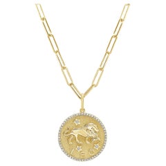 Zodiac Diamond Necklace 14K Yellow Gold 1/5 CT TDW Gifts for Her, LEO