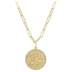 Zodiac Diamond Necklace 14K Yellow Gold 1/5 CT TDW Gifts for Her, Libra