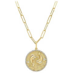 Collar de Diamantes del Zodiaco 14K Oro Amarillo 1/5 CT TDW Regalos para Ella, Piscis