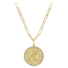 Collana di diamanti dello zodiaco in oro giallo 14K 1/5 CT TDW Regali per lei, Pesci