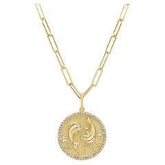 Tierkreiszeichen Diamant-Halskette 14K Gelbgold 1/5 CT TDW Geschenke für Sie, Fische