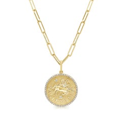 Collana di diamanti dello zodiaco in oro giallo 14k 1/5 CT TDW Regali per lei, Sagitarius