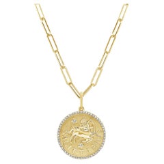 Collier de diamants du signe du zodiaque en or jaune 14 carats 1/5 ct TDW cadeau pour elle, Sagitarius