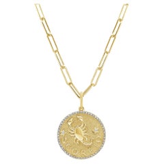 Tierkreiszeichen Diamant-Halskette 14K Gelbgold 1/5 CT TDW Geschenke für Sie, Skorpion