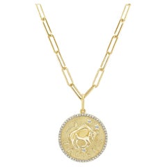 Zodiac Diamond Necklace 14K Yellow Gold 1/5 CT TDW Gifts for Her, TAURUS
