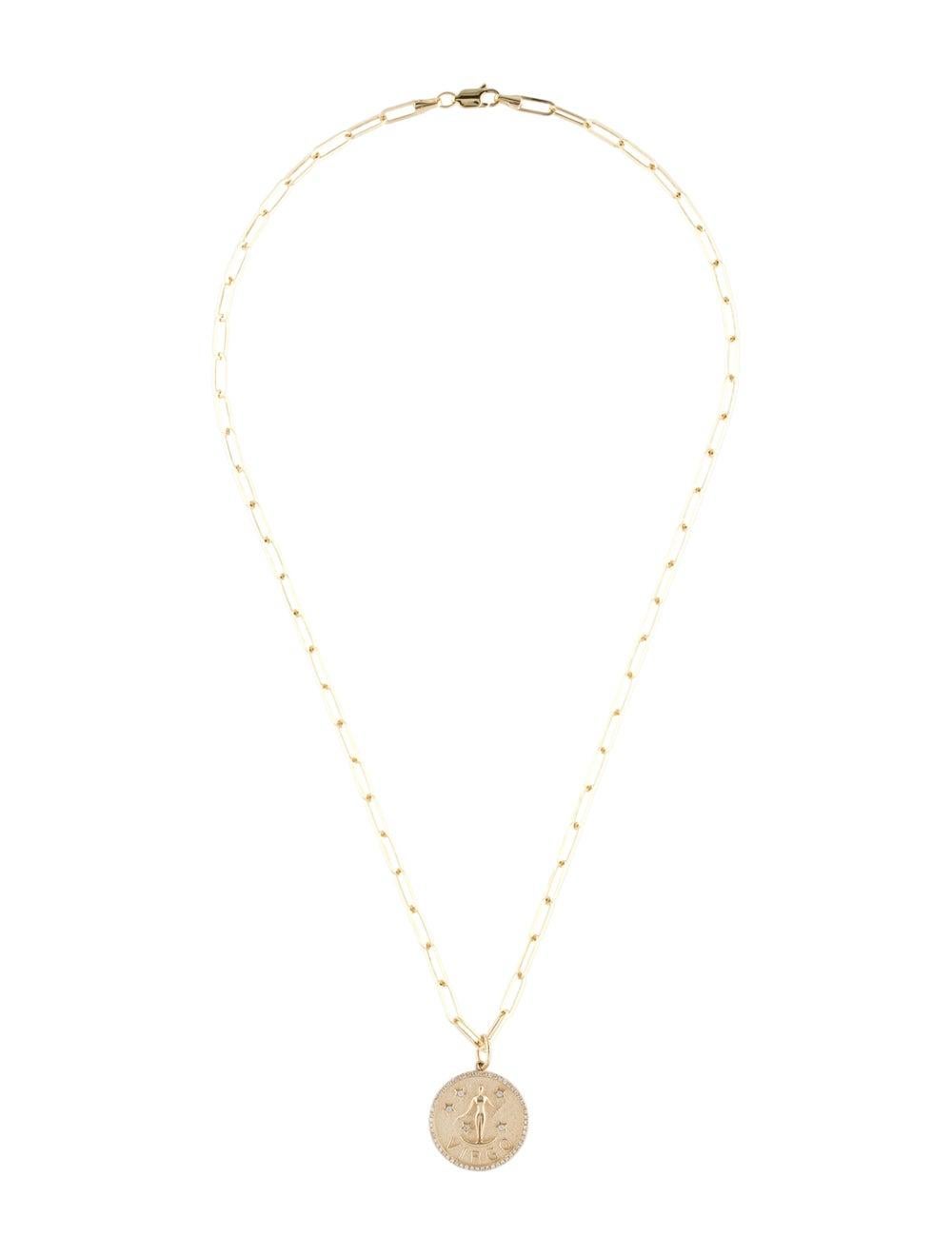 Express your mystical soul by wearing your Zodiac sign! These beautiful Zodiac Necklaces are crafted of 14K Yellow Gold and features approximately 0.21 carats (depends on zodiac) of natural round white Diamonds and hangs on an 14K Yellow Gold 18