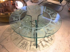 Zodiac Table Cocktail Tables en verre Art Déco Attribué à Pietro Chiesa