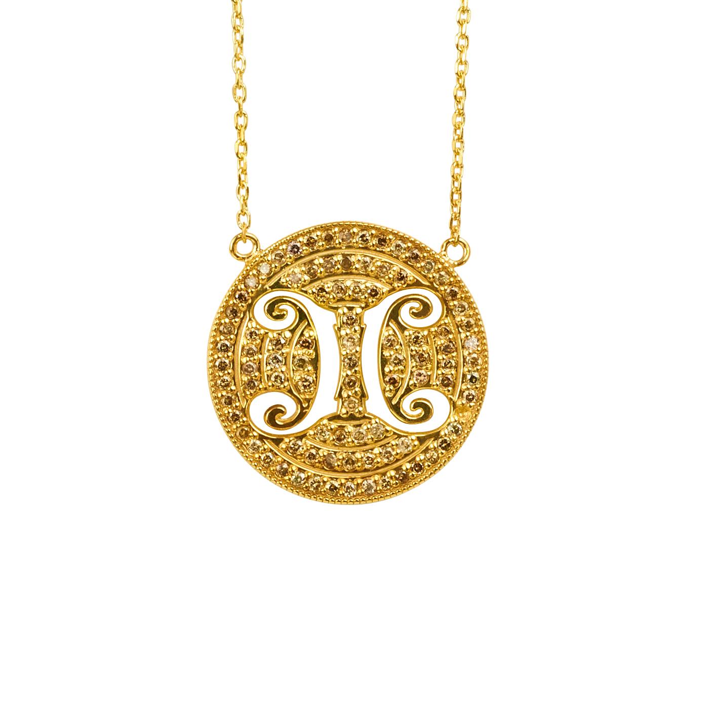 Modern Zodiac Gemini 18 Karat Gold Plated Necklace Suneera For Sale
