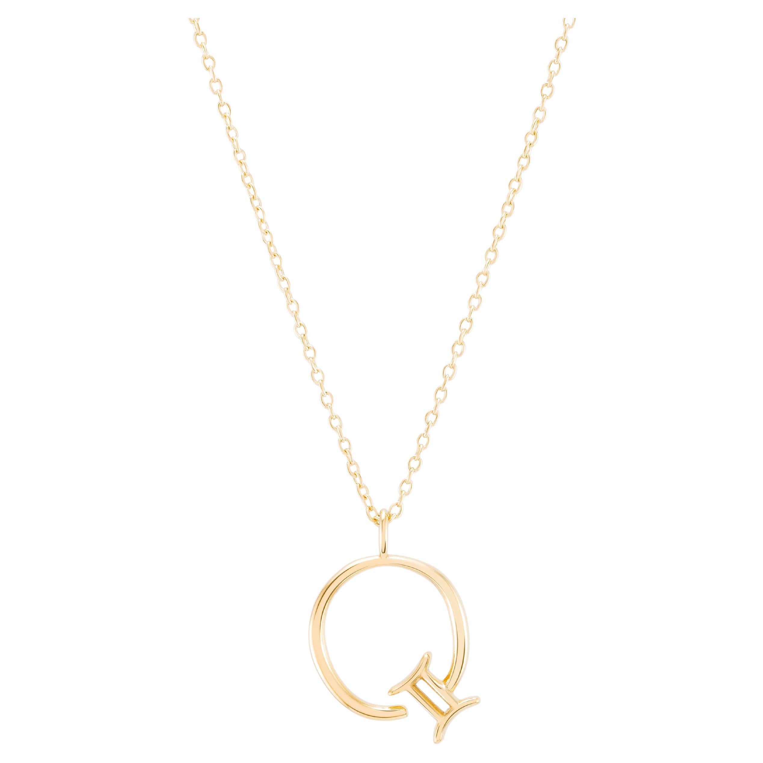 Zodiac Gemini 18k Gold Necklace For Sale