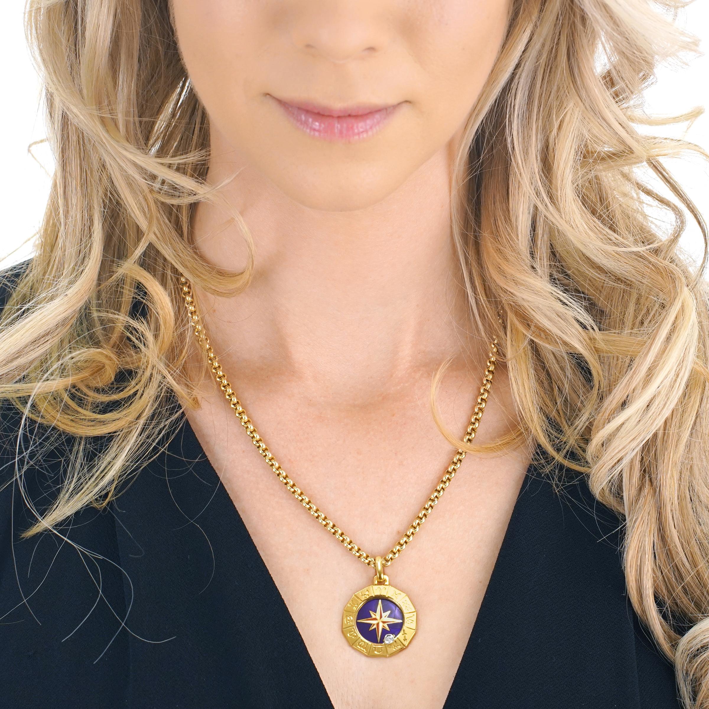 Zodiac Gold Pendant In Excellent Condition In Litchfield, CT