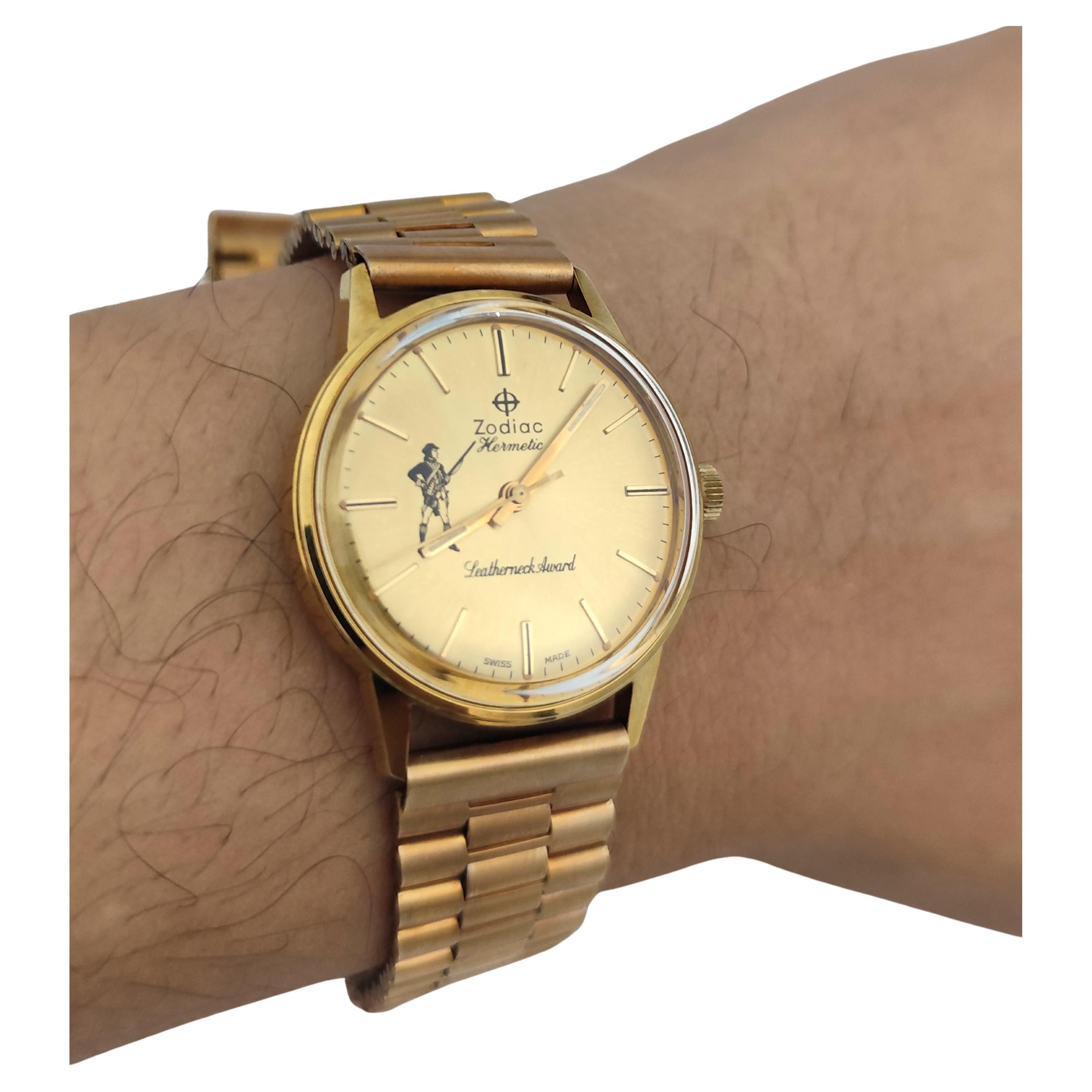 Zodiac Hermetic Leatherneck Award Mens Watch NOS Vintage In Original Box SALE For Sale