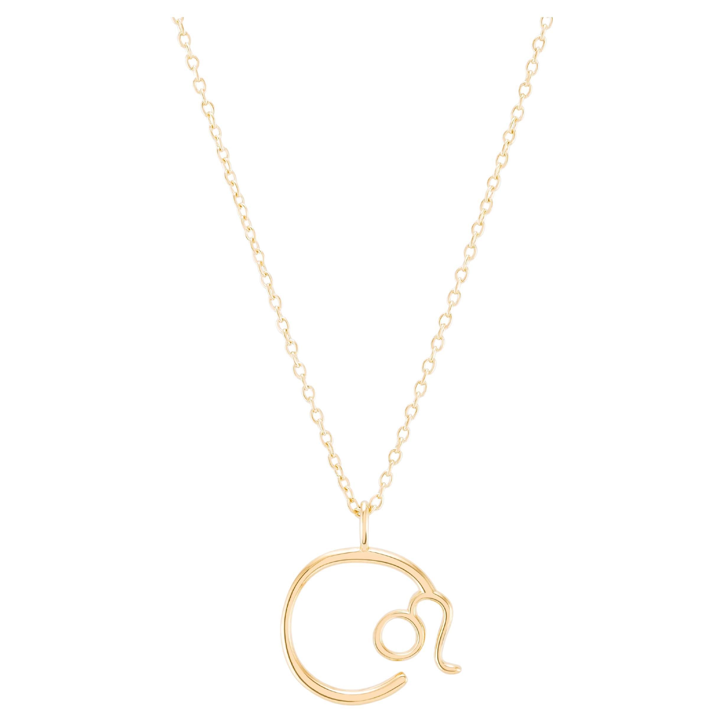 Zodiac Leo 18k Gold Necklace For Sale