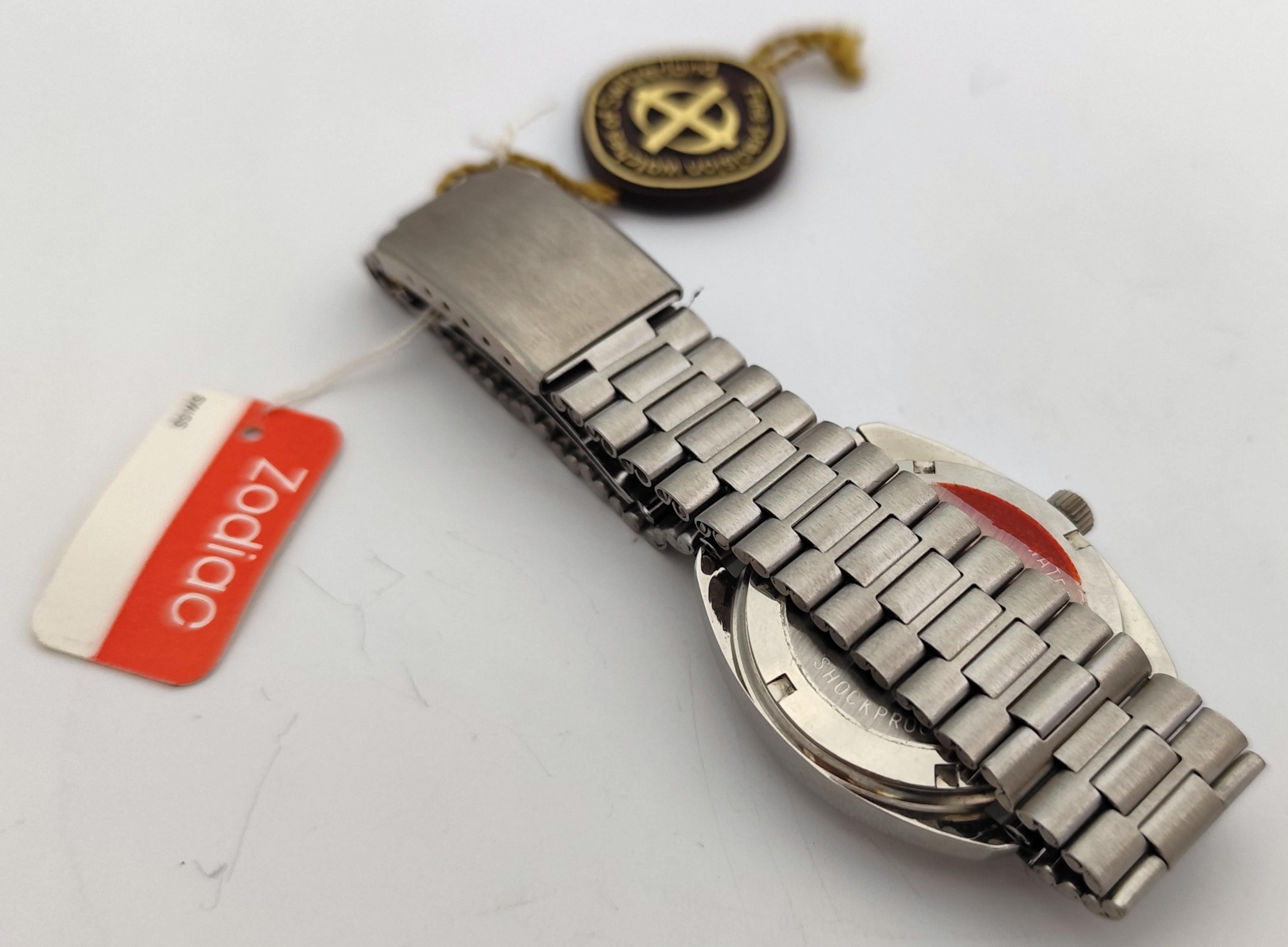 Zodiac OLYMPOS NOS Rare 612 105 Automatic Stainless Steel MEN In Original Box im Angebot 5