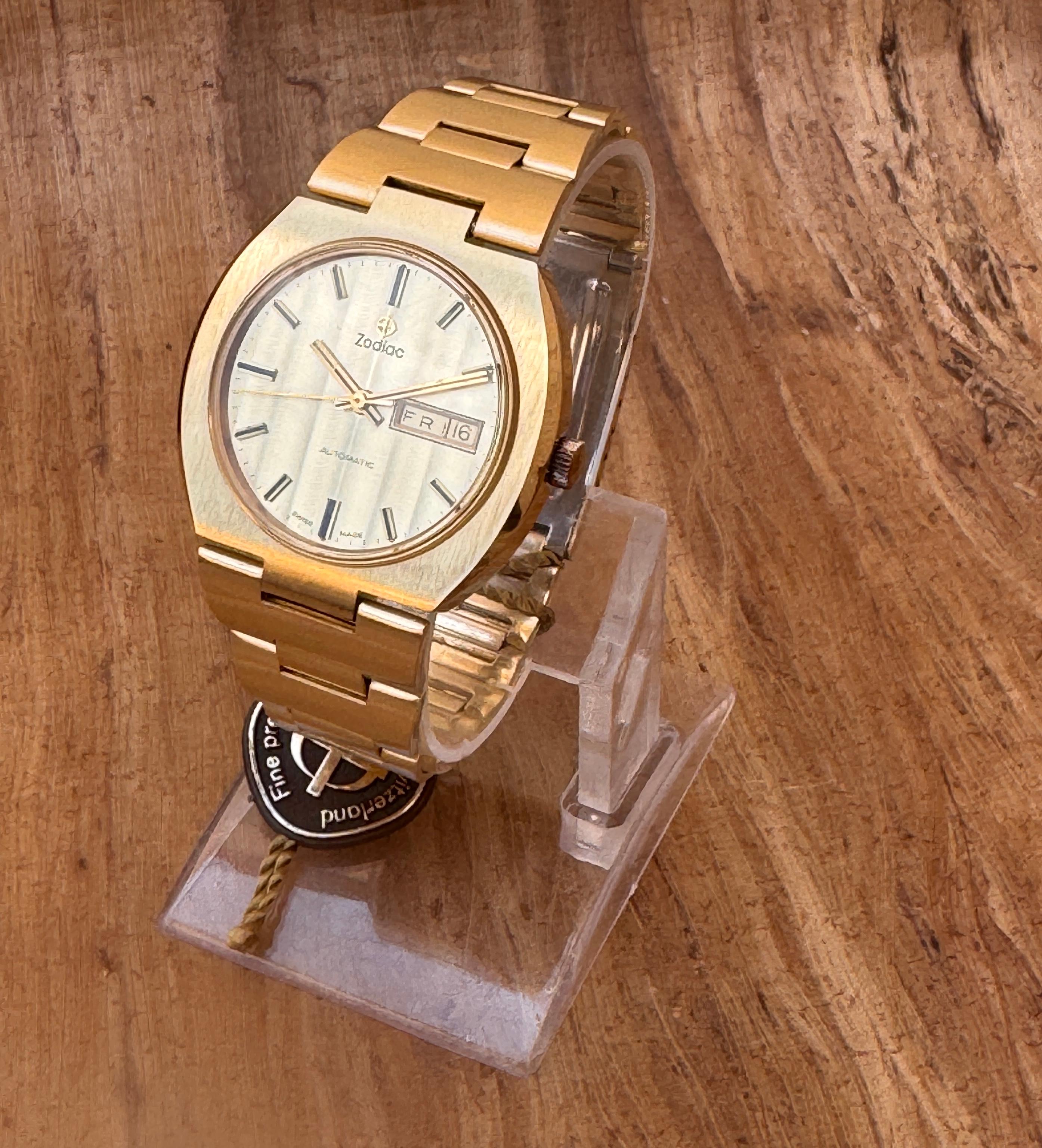 Zodiac OLYMPOS Ref 763.692 Shadow Strip Dial Automatic Watch In Original Box For Sale 7