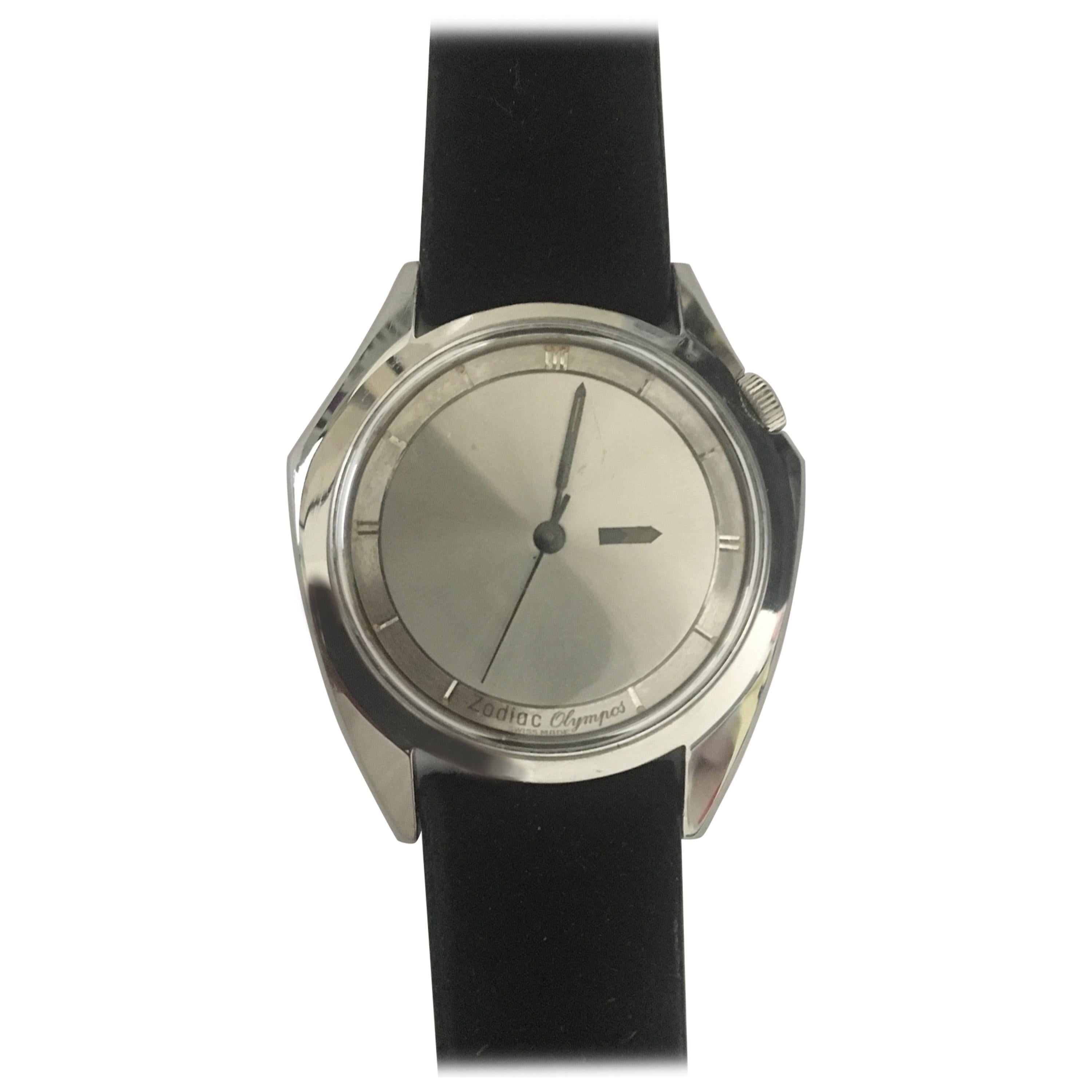 Zodiac Olympos Stainless Steel Asymmetric Watch For Sale
