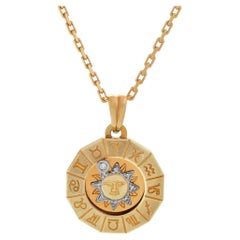 Zodiac Pendant Necklace in 18k Yellow Gold with Accent Diamond