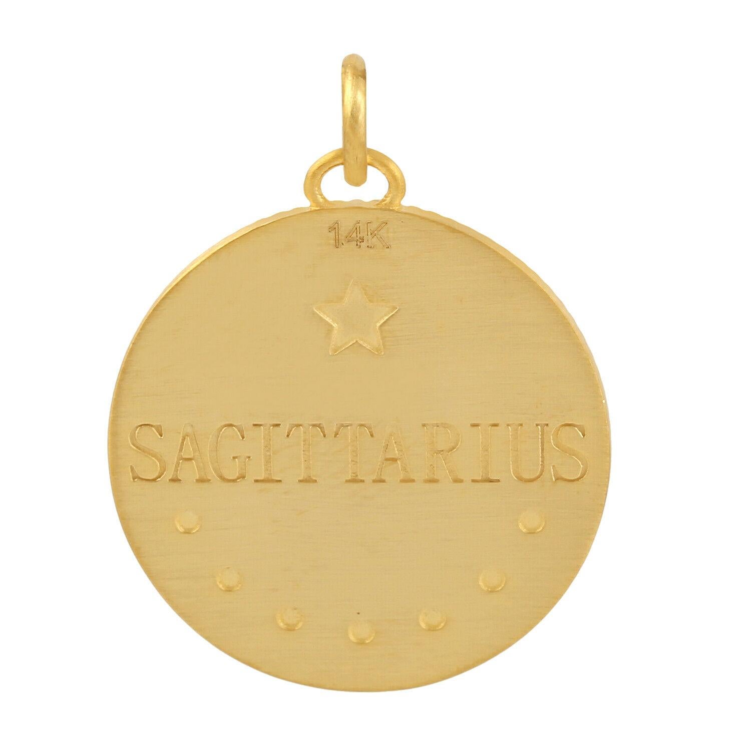 Zodiac Pisces Medallion Charm 14K Yellow Gold Pendant Necklace In New Condition For Sale In Hoffman Estate, IL