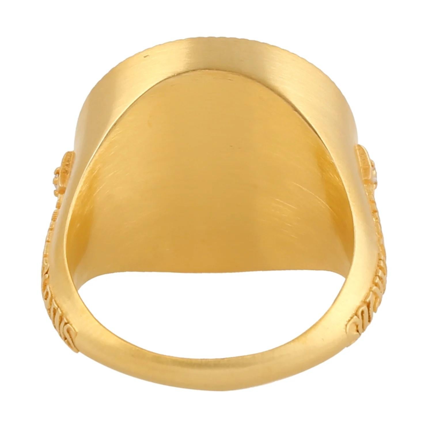 Modern Zodiac Sagittarius Diamond 14 Karat Yellow Gold Signet Ring For Sale