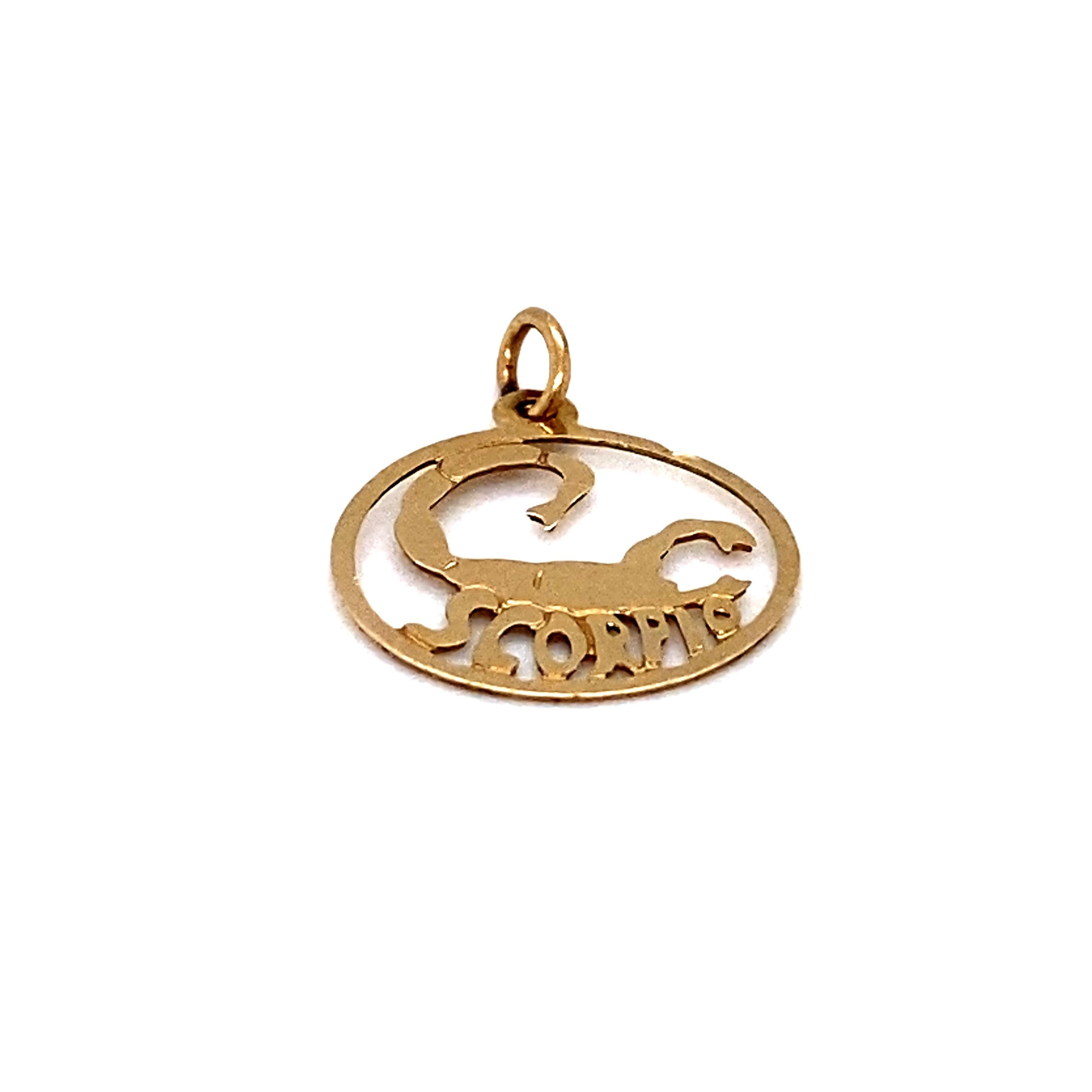 Women's or Men's Zodiac Scorpio Charm in 14 Karat Gold