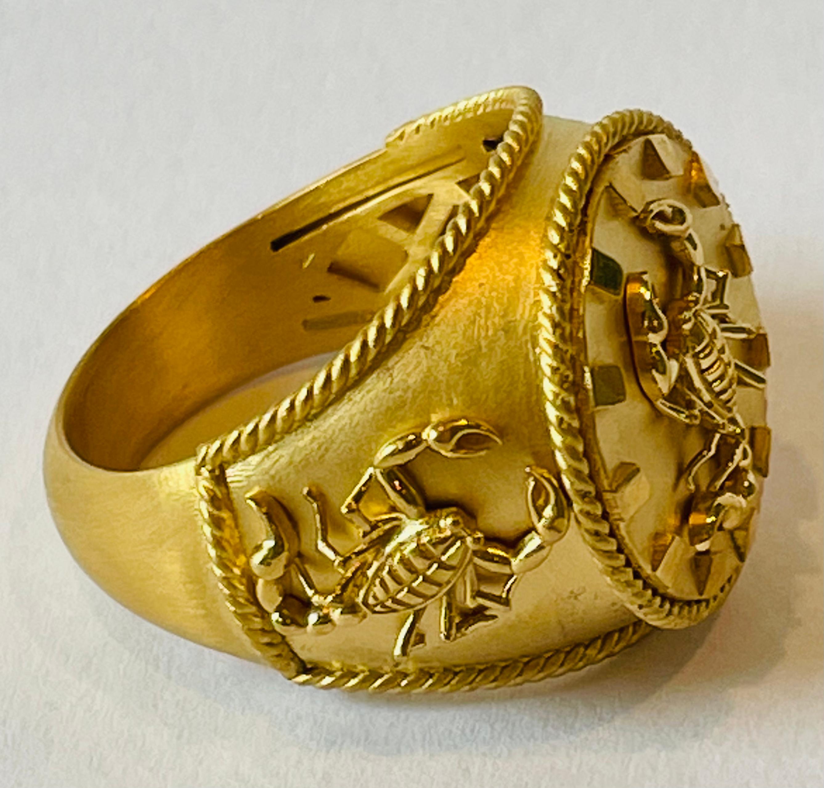 Art Deco Zodiac Scorpion Ring in 18k Gold by Tagili For Sale