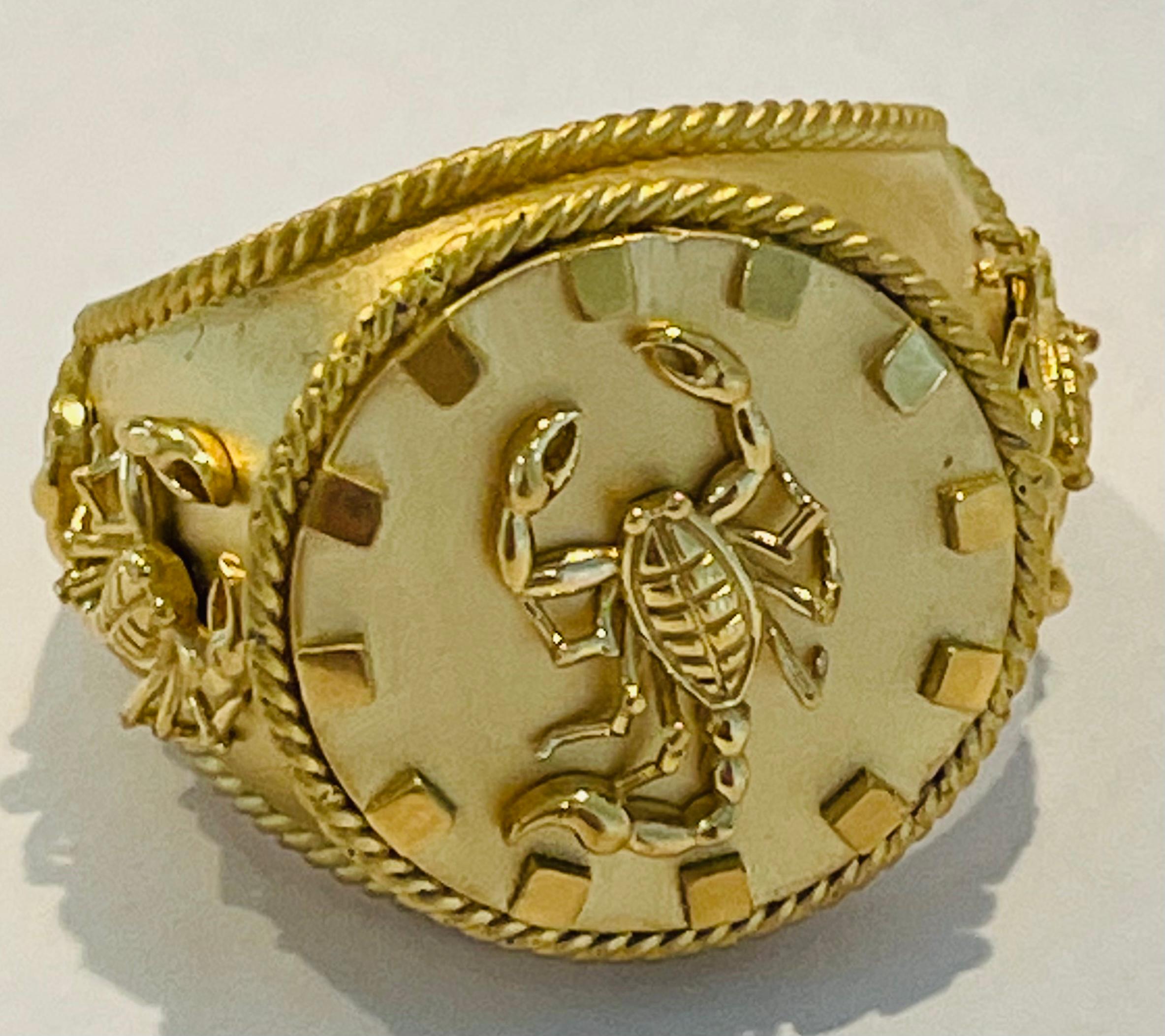 Women's or Men's Zodiac Scorpion Ring in 18k Gold by Tagili For Sale