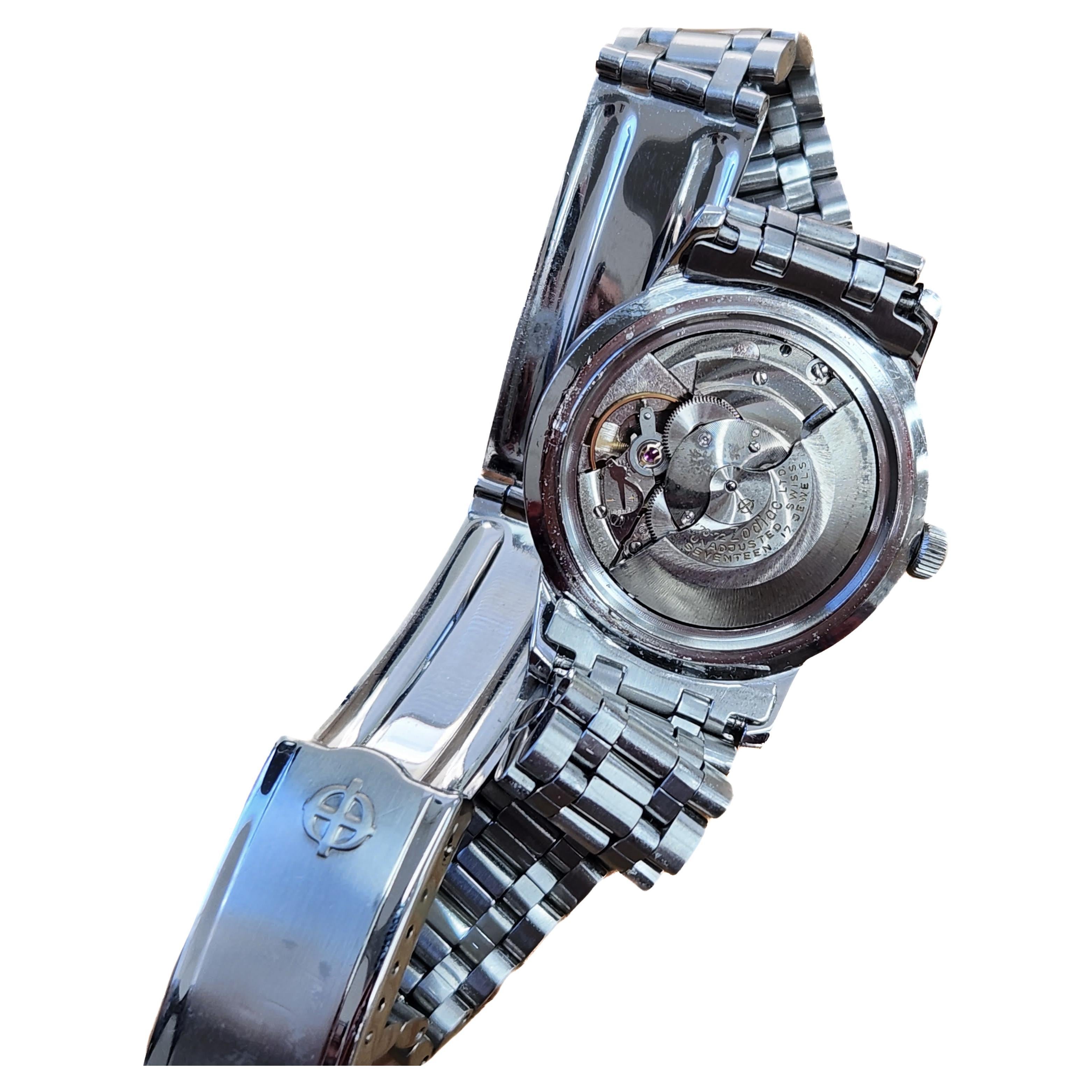 Zodiac Montre-bracelet de plongée Sea Wolf automatique en acier inoxydable, c. 1960 en vente 5