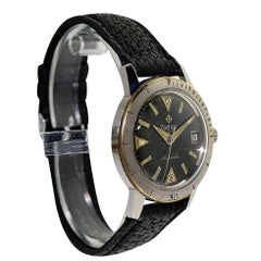 Zodiac Stainless Steel Black Dial Sea Wolf Automatic Wristwatch, circa 1950s
