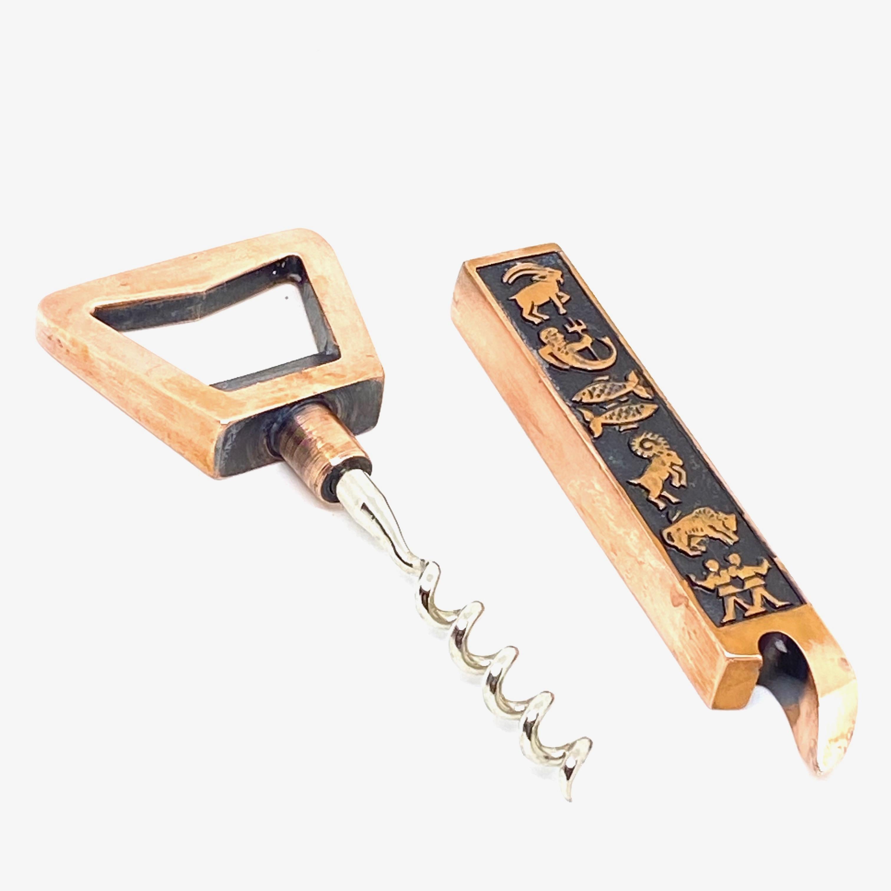 Metal Zodiac Sign Corkscrew and Bottle Opener, 1950s, Mid-Century Modern Collectible