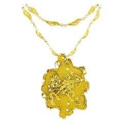 Zodiac Sign Necklace Sagittarius Brutalist Design 14k Gold Diamond