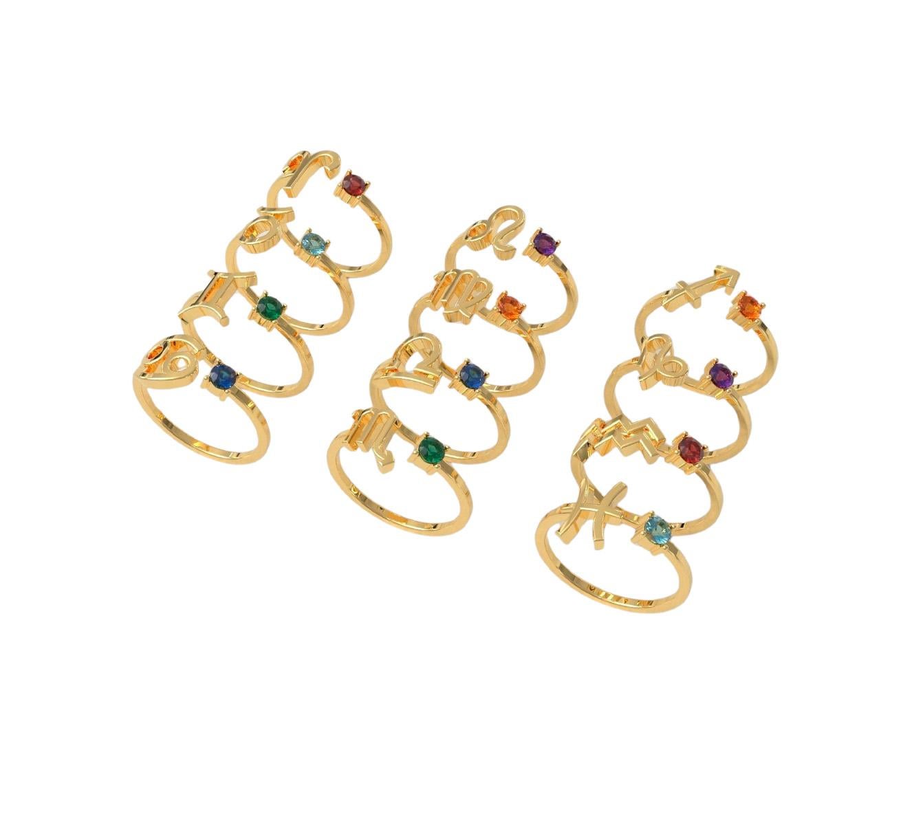 For Sale:  Zodiac signs rings in 14k gold 3