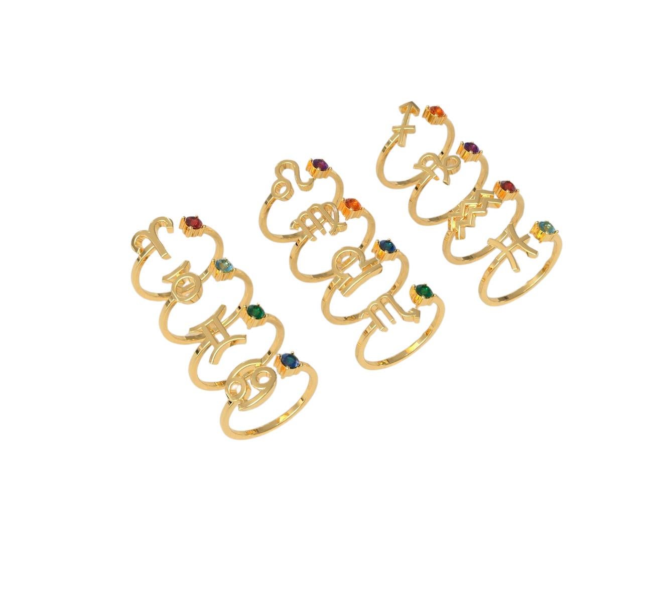 For Sale:  Zodiac signs rings in 14k gold 4