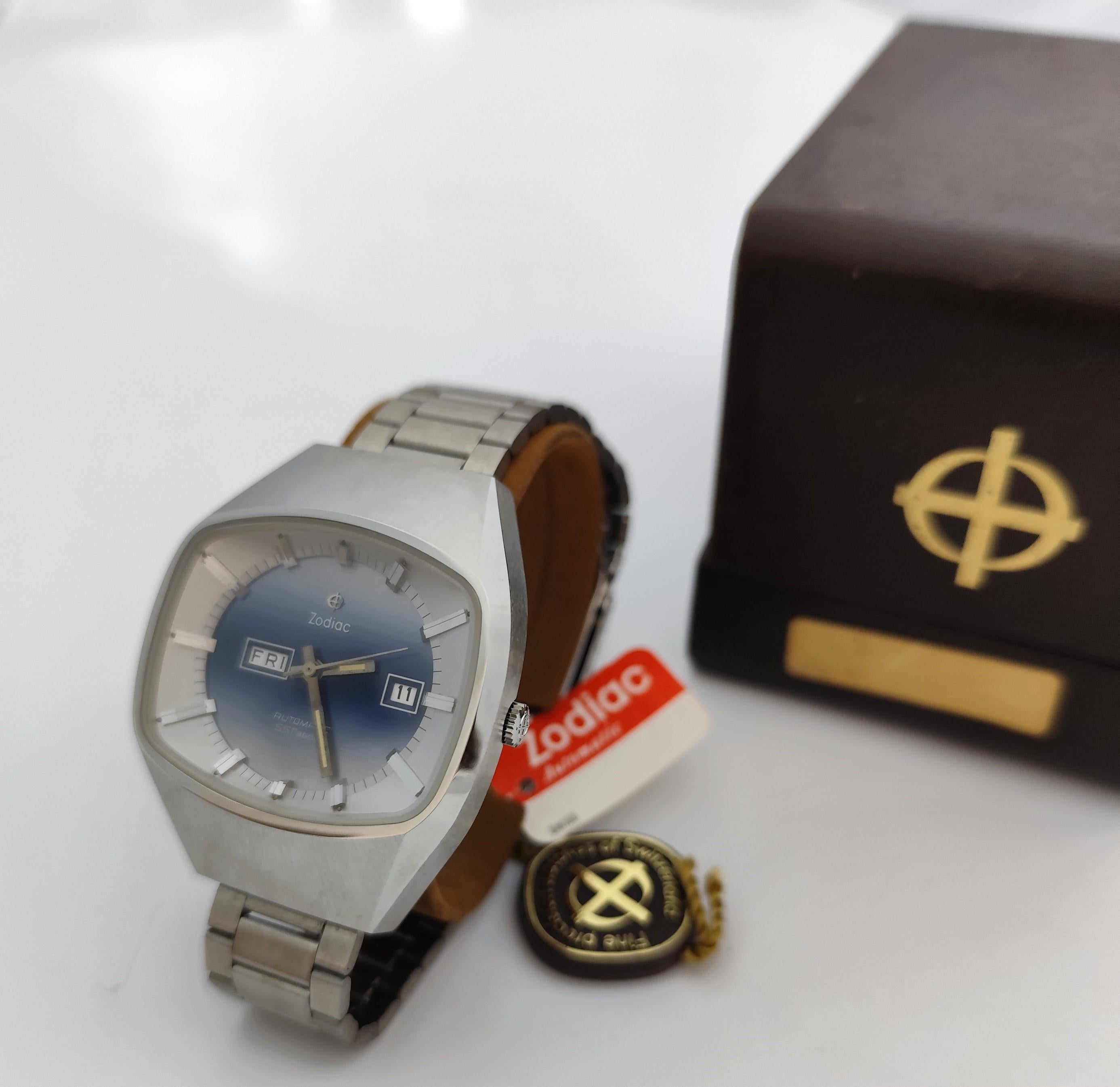 Zodiac SST 36000 Vintage Automatikuhr Ref. 862974 2168 Huge NOS Herrenuhr I im Zustand „Hervorragend“ im Angebot in Toronto, CA