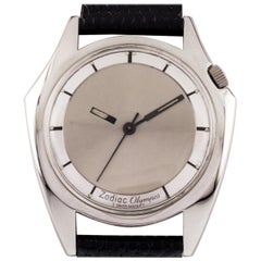 Vintage Zodiac Stainless Steel Olympos Automatic Watch w/ Mystery Dial and Leather Band