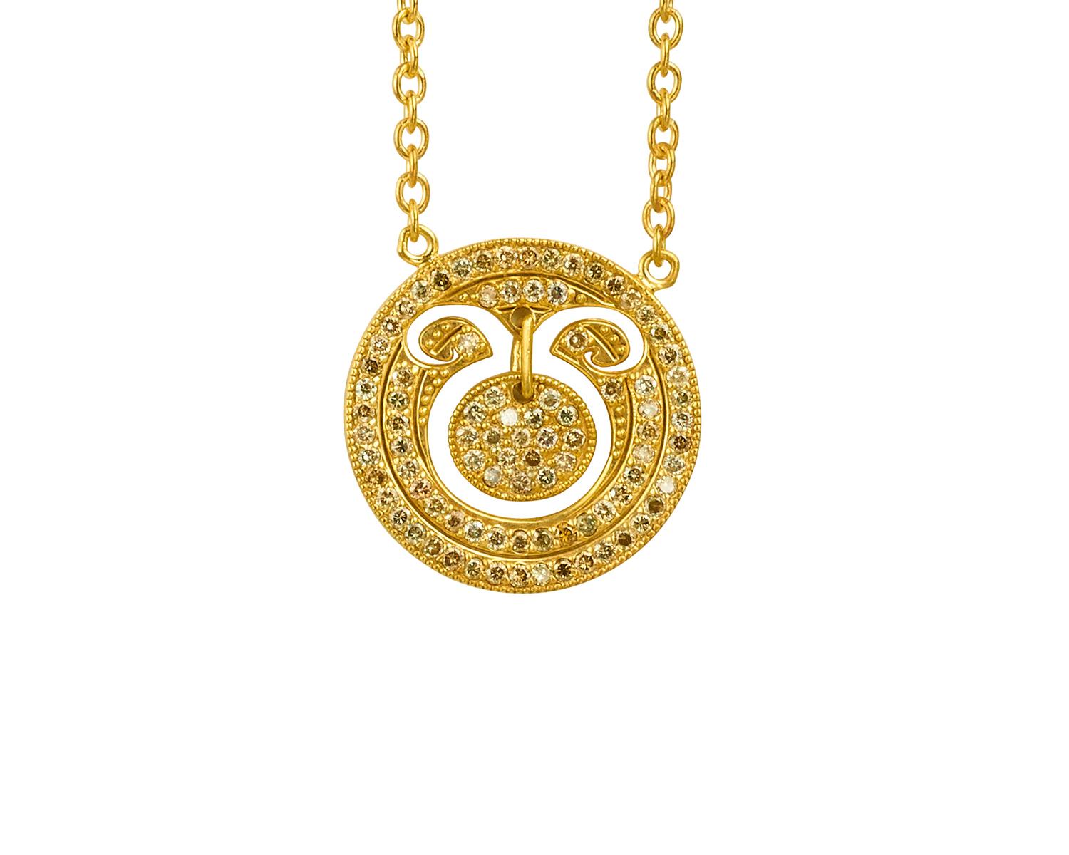Modern Zodiac Taurus 18 Karat Gold Plated Necklace Suneera For Sale
