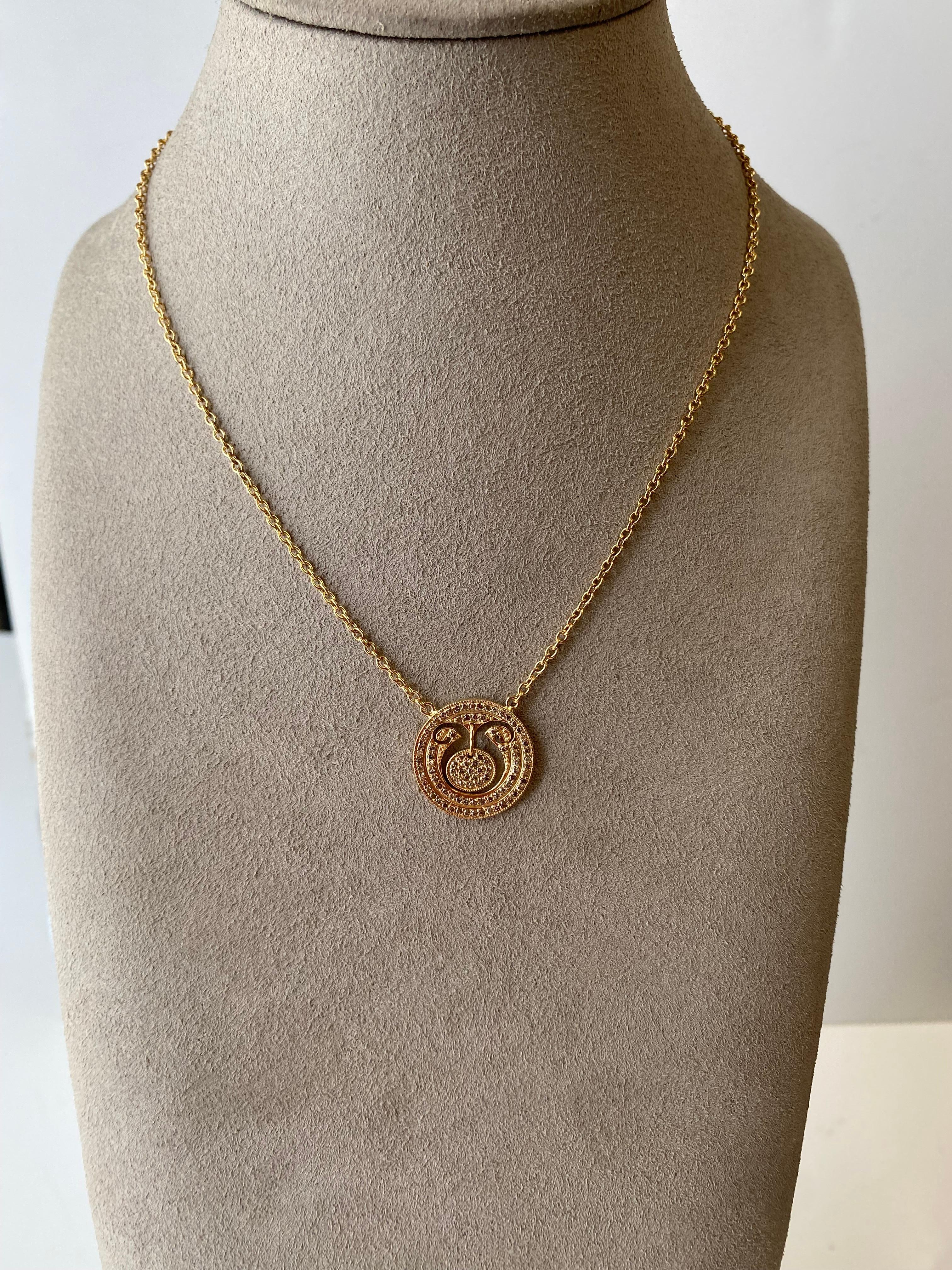 Brilliant Cut Zodiac Taurus 18 Karat Gold Plated Necklace Suneera For Sale