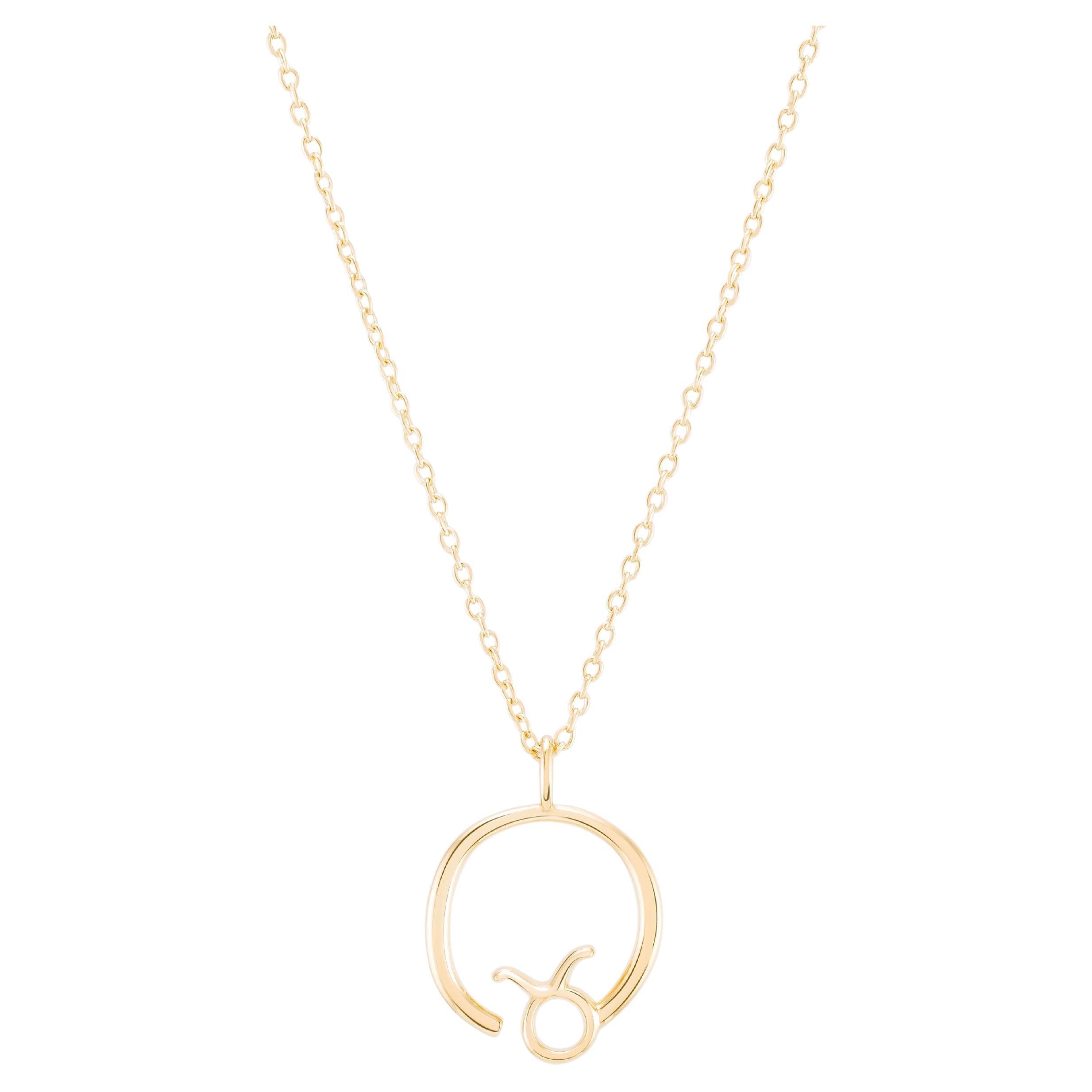 Zodiac Taurus 18k Gold Necklace For Sale