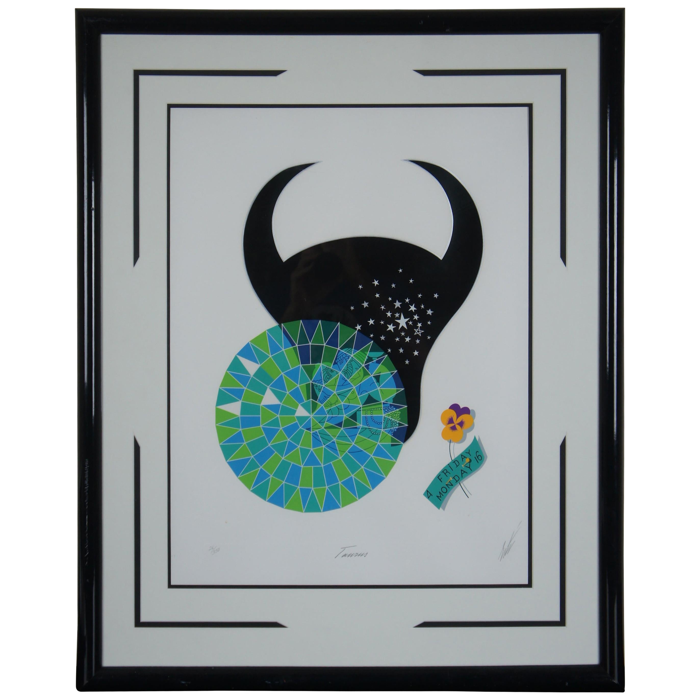 Zodiac Taurus by Erté Limited Edition Serigraph Print Art Deco Astrology