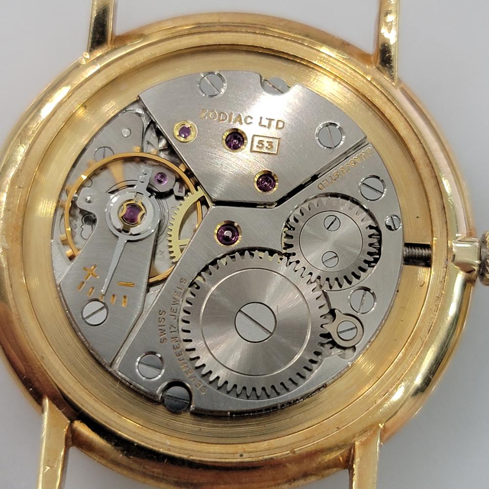 Zodiac Ultra Slim 18k Gold 34mm Herren Handaufzug Dress Watch 1970s Vintage By NA130 im Angebot 8