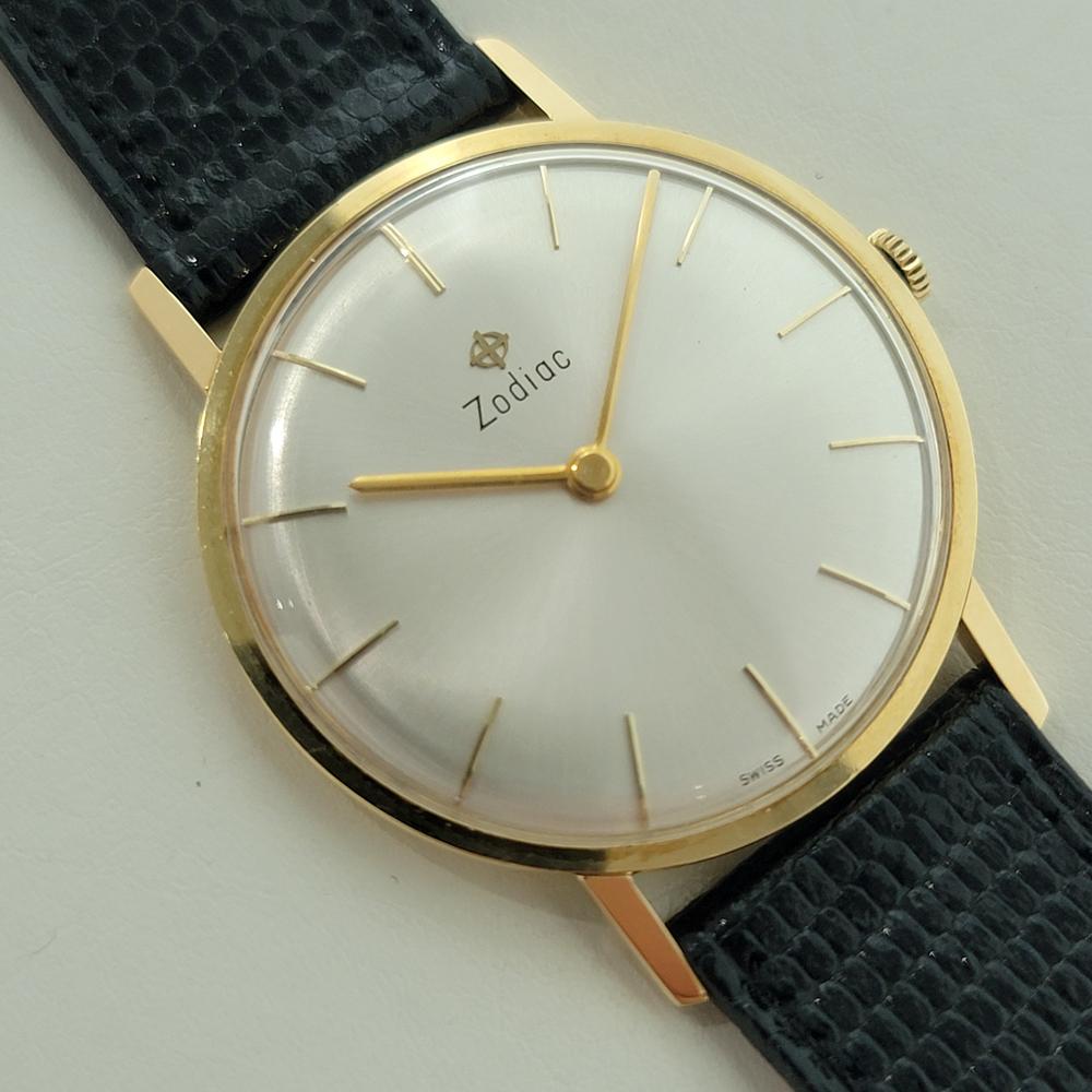 Zodiac Ultra Slim 18k Gold 34mm Herren Handaufzug Dress Watch 1970s Vintage By NA130 im Zustand „Hervorragend“ im Angebot in Beverly Hills, CA
