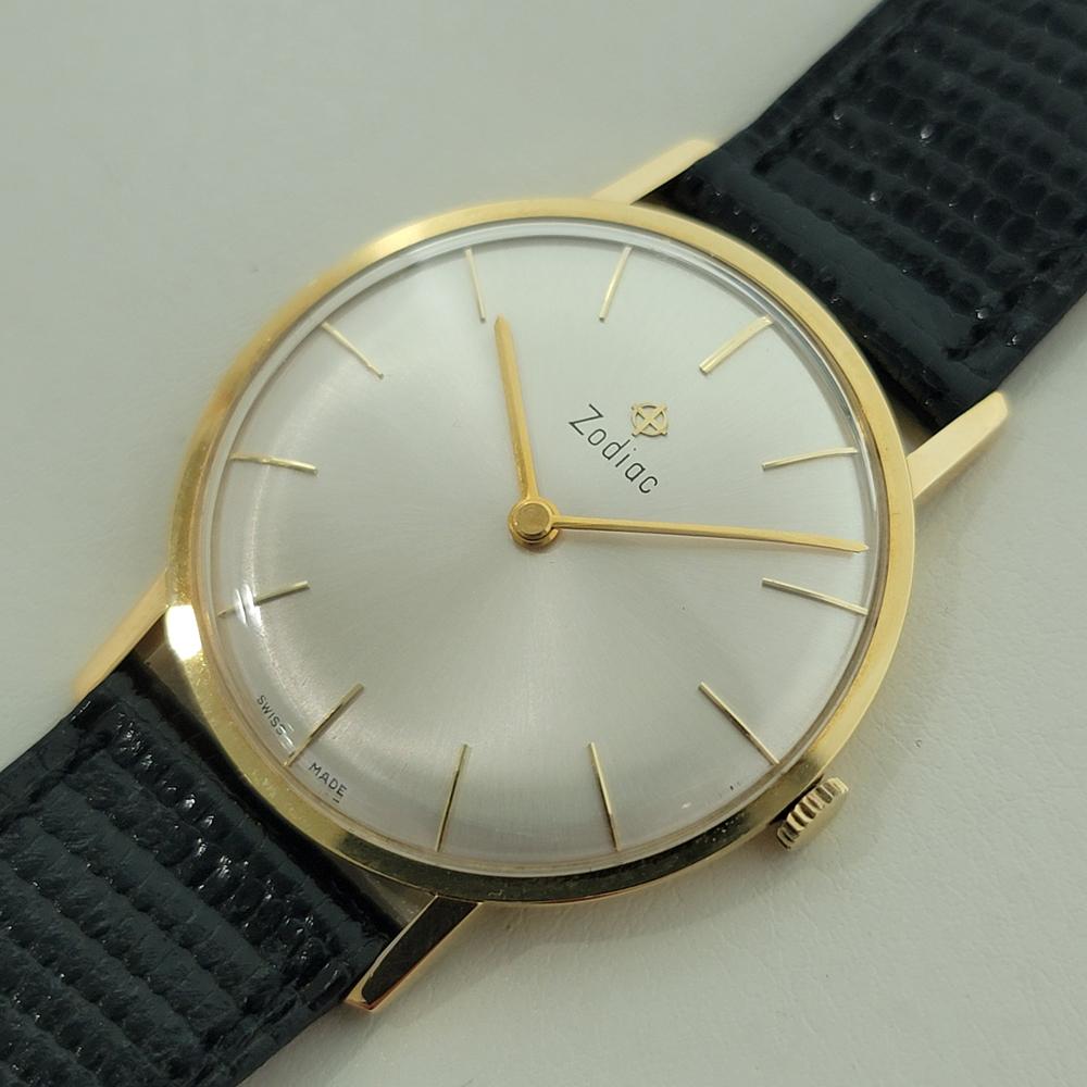 Zodiac Ultra Slim 18k Gold 34mm Herren Handaufzug Dress Watch 1970s Vintage By NA130 im Angebot 1